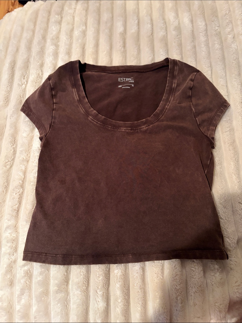 PacSun Women's Brown Scoop Neck Crop Tee